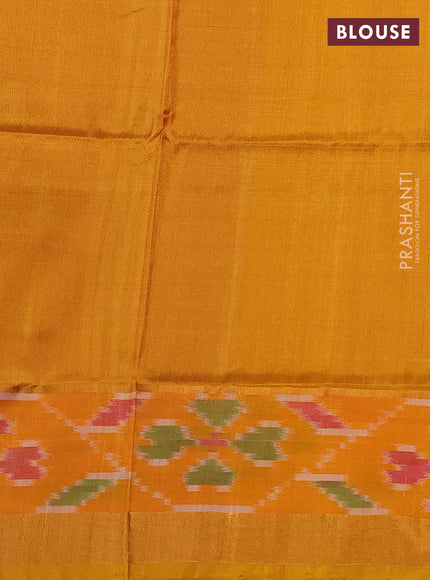 Pure uppada silk saree red and mustard yellow with allover silver & zari woven buttas and ikat zari woven border