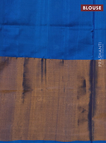 Pure uppada silk saree black and cs blue with allover silver & zari woven buttas and long zari woven border