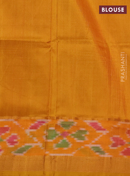 Pure uppada silk saree mustard yellow and red with allover silver & zari woven buttas and ikat zari woven border