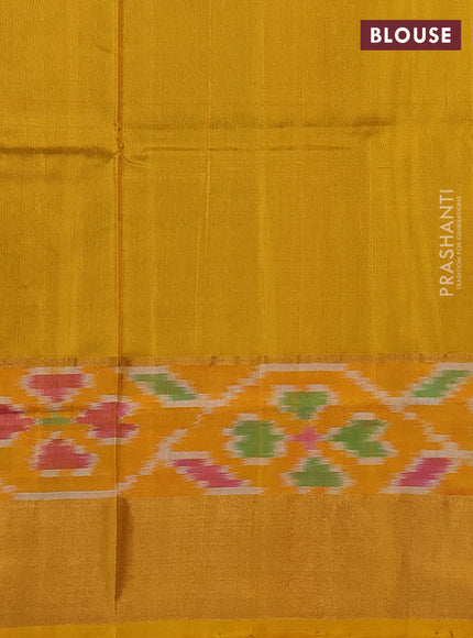 Pure uppada silk saree violet and mustard yellow with allover silver & zari woven buttas and ikat zari woven border
