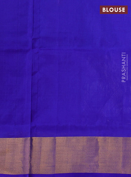 Pure uppada silk saree cs blue and blue with allover silver & zari woven buttas and long zari woven border
