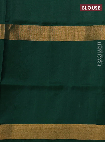 Pure uppada silk saree pastel green and bottle green with allover silver zari woven buttas and long zari woven border