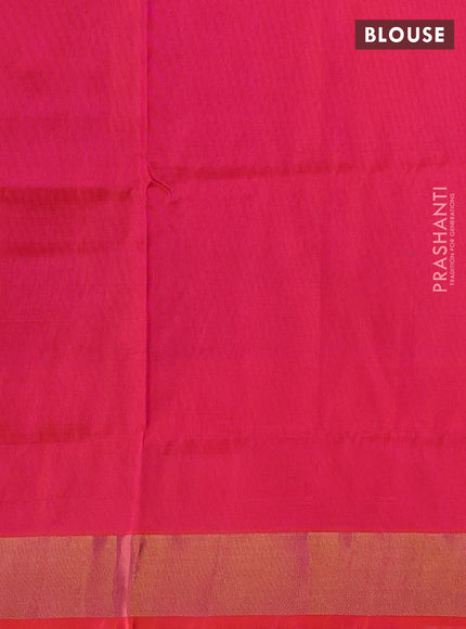 Pure uppada silk saree pink and dual shade of pinkish orange with allover silver & zari woven buttas and long temple zari woven border