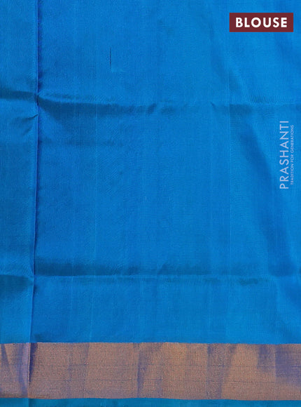 Pure uppada silk saree teal blue with allover silver & zari woven buttas and zari woven border