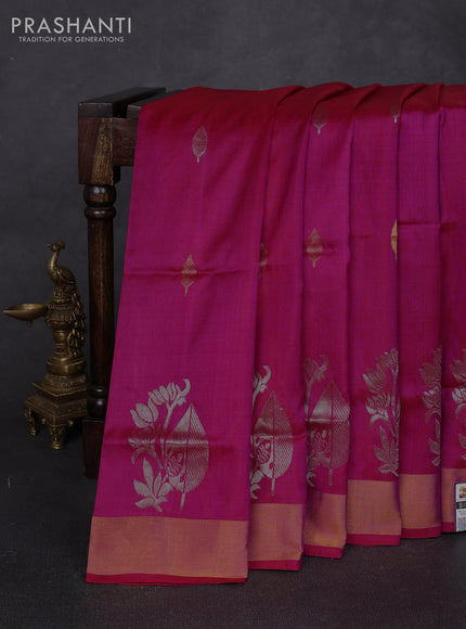 Pure uppada silk saree pink with allover silver & zari woven buttas and zari woven border