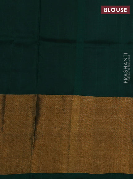 Pure uppada silk saree pink and bottle green with allover silver & zari woven buttas and ikat woven zari border