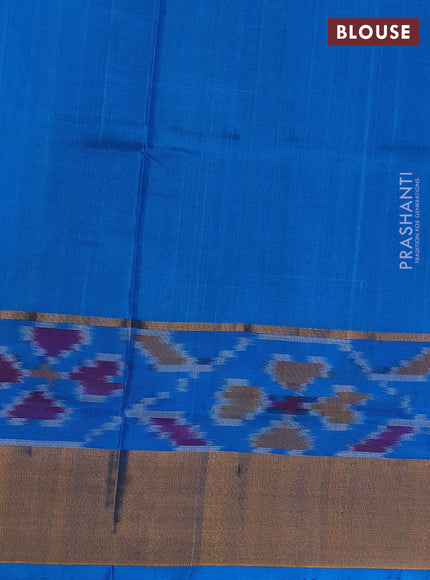 Pure uppada silk saree dual shade of blueish green and cs blue with allover silver & zari woven buttas and ikat woven zari border