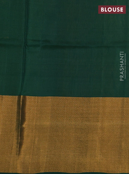 Pure uppada silk saree mustard yellow and bottle green with allover silver & zari woven buttas and zari woven border