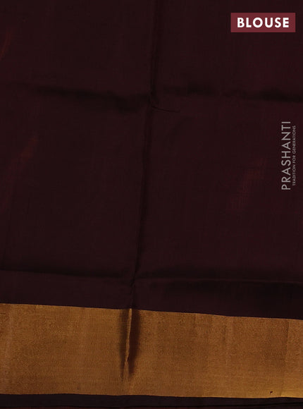Pure uppada partly silk saree rust shade and coffee brown with allover silver & zari woven buttas and zari woven border