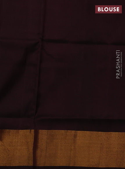 Pure uppada partly silk saree cs blue and coffee brown with allover zari woven buttas and zari woven border