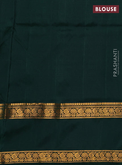 Pure uppada silk saree greyish green and bottle green with allover silver & zari woven buttas and rettapet zari woven border