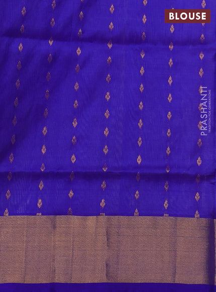 Pure uppada silk saree cream and royal blue with allover zari woven buttas and zari woven border