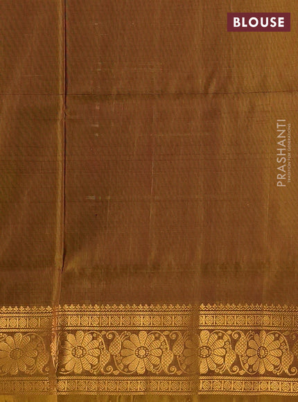 Pure uppada silk saree deep maroon and mustard green with allover silver & zari woven buttas and zari woven border