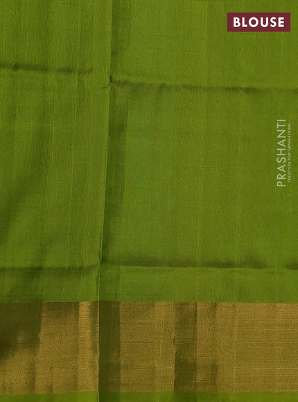 Pure uppada silk saree coffee brown and lime green with allover silver & zari woven buttas and zari woven border