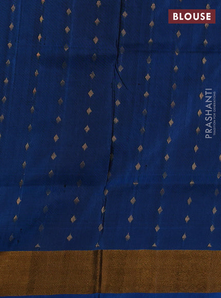Pure uppada silk saree black and cs blue with allover zari woven buttas and long zari woven border