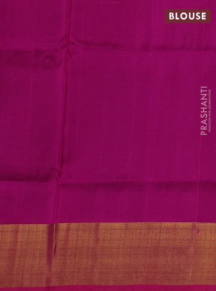 Pure uppada silk saree green and pink with allover silver & zari woven buttas and temple design zari woven border