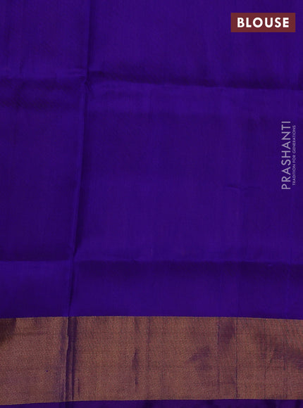 Pure uppada silk saree mustard yellow and violet with allover silver & zari woven buttas and temple design zari woven border