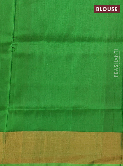 Pure uppada silk saree pink and light green with allover silver & zari woven border and zari woven border