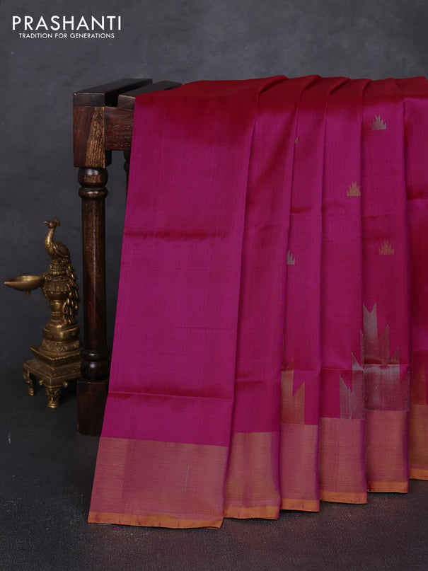 Pure uppada silk saree pink and mustard yellow with allover silver & zari woven border and zari woven border