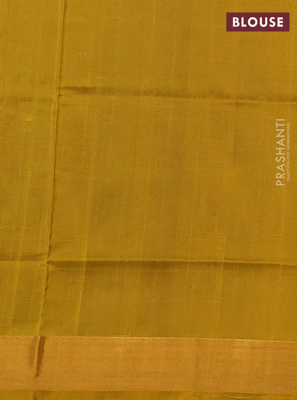 Pure uppada silk saree peacock blue and mustard green with allover silver & zari woven border and zari woven border