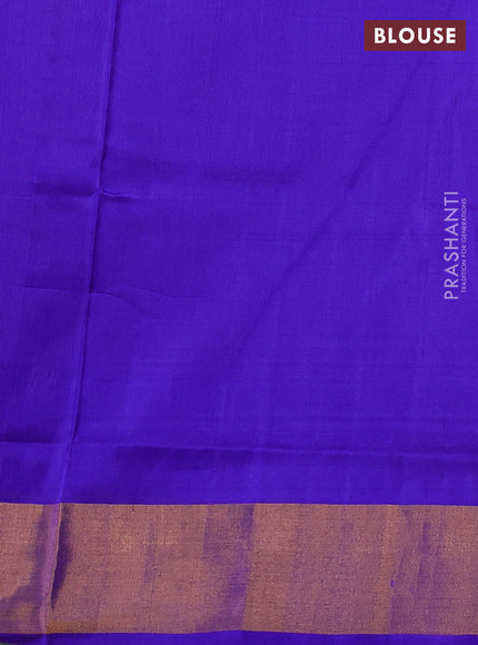 Pure uppada silk saree lavender and royal blue with allover silver & zari woven border and zari woven border