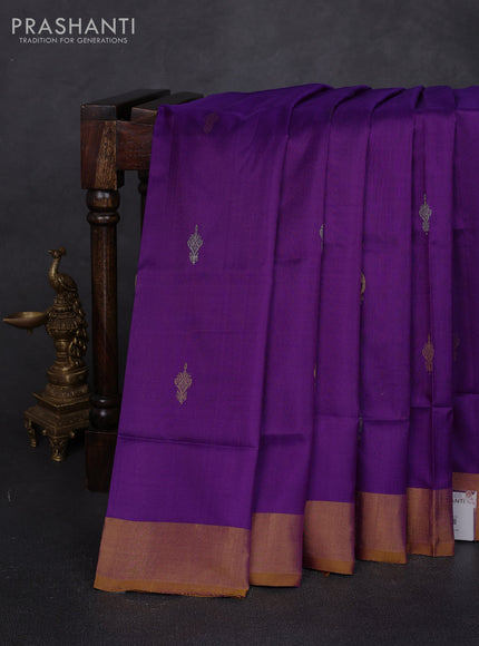 Pure uppada silk saree purple and mustard yellow with allover silver & zari woven border and zari woven border