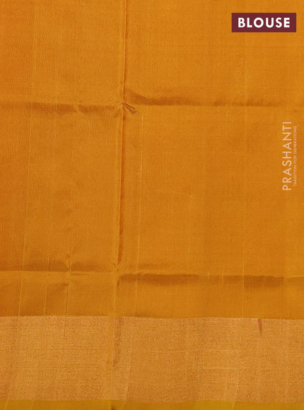 Pure uppada silk saree orange and mustard yellow with allover silver & zari woven border and zari woven border