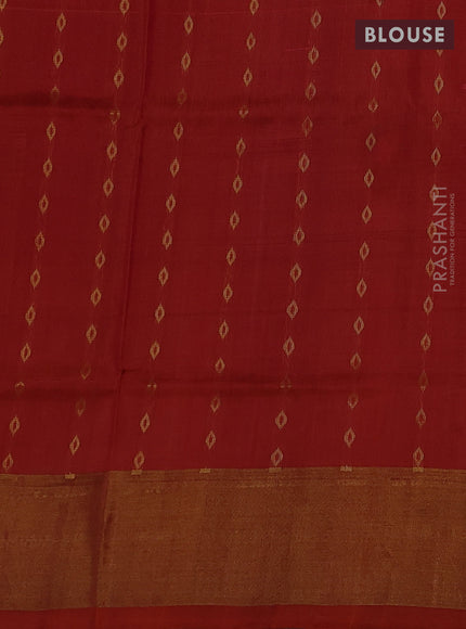 Pure uppada silk saree magenta pink and rust shade with allover silver zari woven buttas and long zari woven border