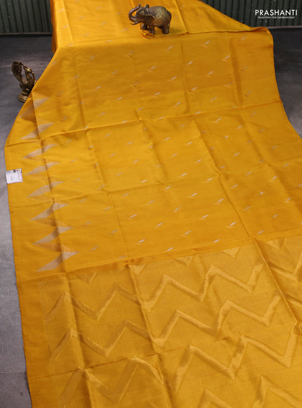 Pure uppada silk saree mustard yellow with allover silver & zari woven buttas and woven border