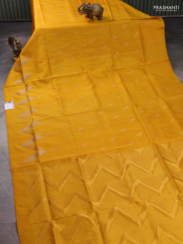 Pure uppada silk saree mustard yellow with allover silver & zari woven buttas and woven border