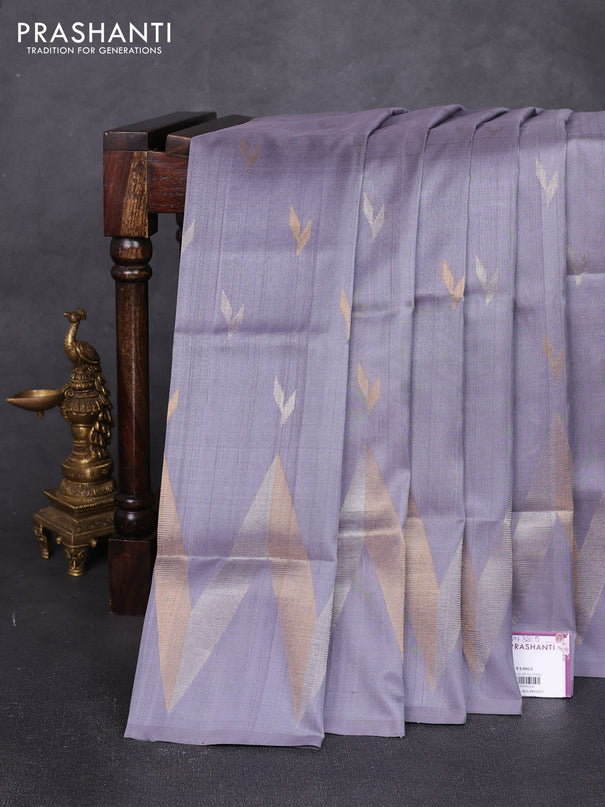 Pure uppada silk saree grey with allover silver & zari woven buttas and woven border