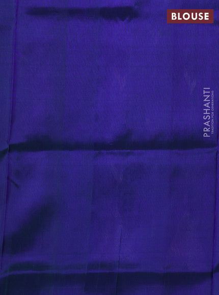Pure uppada silk saree dual shade of greenish blue with allover silver & zari woven buttas and woven border