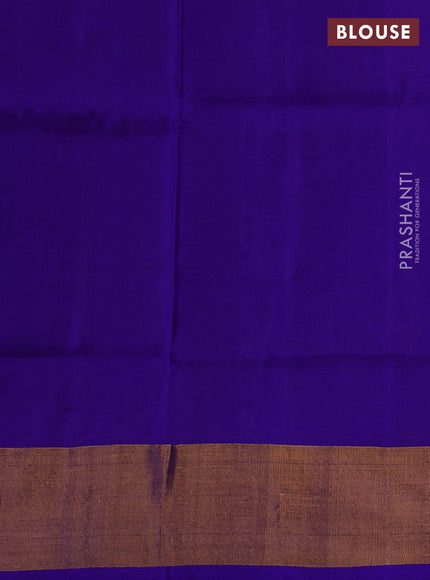 Pure uppada silk saree dual shade of rust shade and royal blue with allover zari weaves & buttas and zari woven border
