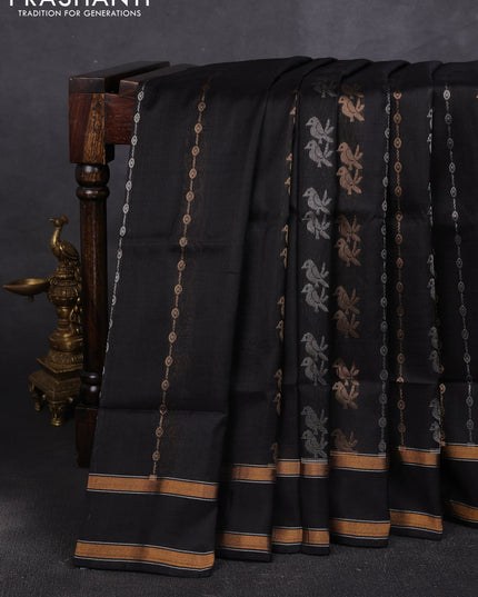 Pure uppada silk saree black with allover silver & zari weaves & buttas and rettapet zari woven border