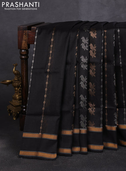 Pure uppada silk saree black with allover silver & zari weaves & buttas and rettapet zari woven border
