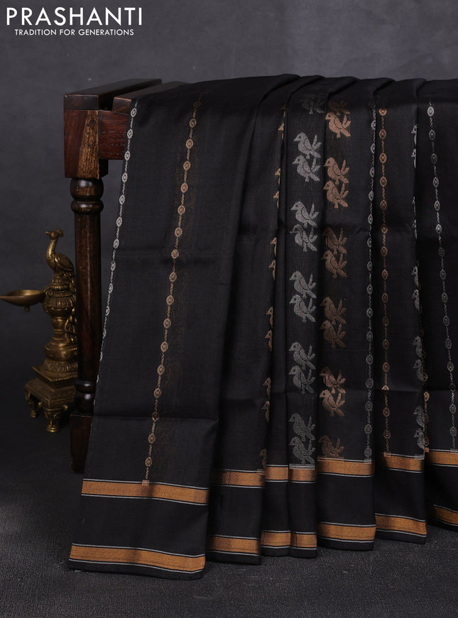 Pure uppada silk saree black with allover silver & zari weaves & buttas and rettapet zari woven border