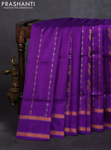 Pure uppada silk saree purple with allover silver & zari weaves & buttas and rettapet zari woven border