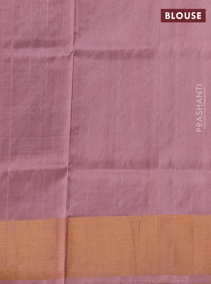 Pure uppada silk saree coffee brown and pastel pink with allover silver zari weaves & buttas and long zari woven border