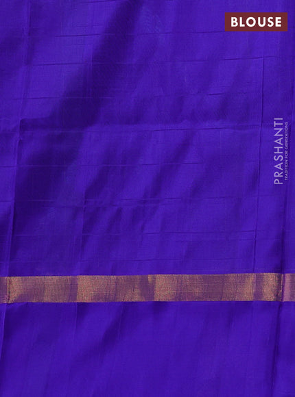Pure uppada silk saree dual shade of greenish blue and blue with allover checks & zari woven buttas and zari woven butta border