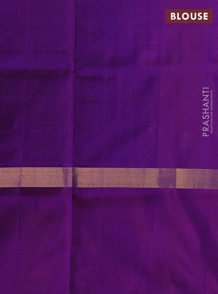 Pure uppada silk saree cs blue and deep purple with allover checks & zari woven buttas and zari woven butta border