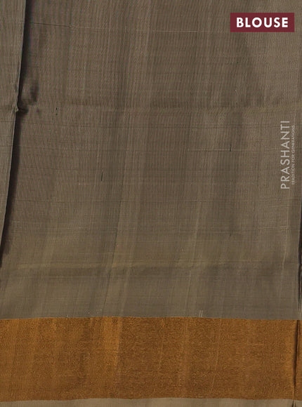 Pure uppada silk saree olive green and beige with allover silver & zari woven buttas and zari woven border