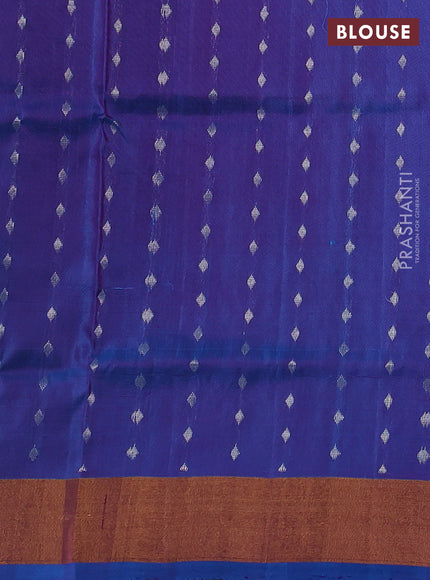 Pure uppada silk saree purple and cs blue with allover silver & zari woven buttas and zari woven border