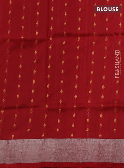 Pure uppada silk saree black and rust shade with allover silver & zari woven buttas and zari woven border