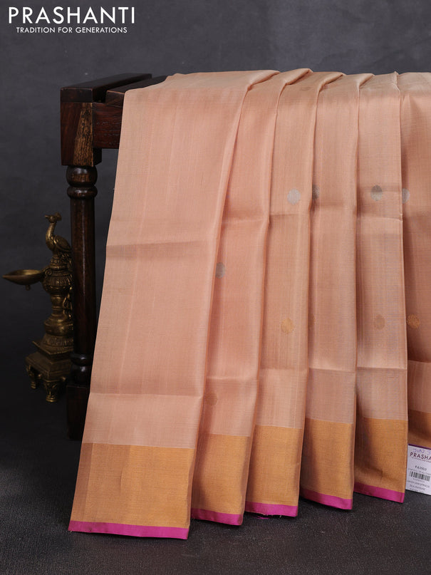 Pure uppada silk saree sandal and pink with allover silver & buttas and jamdhani weaving pallu