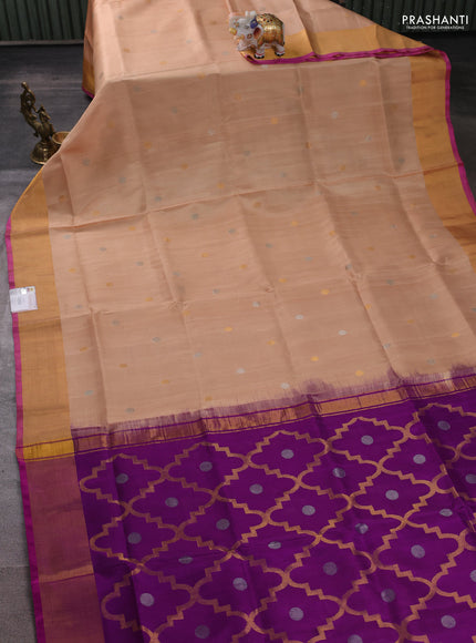 Pure uppada silk saree sandal and pink with allover silver & buttas and jamdhani weaving pallu