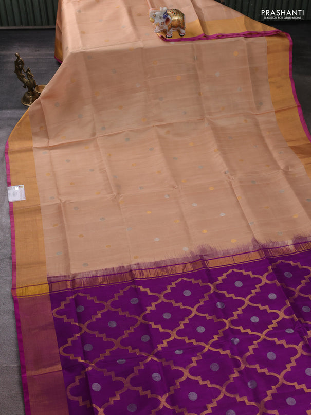 Pure uppada silk saree sandal and pink with allover silver & buttas and jamdhani weaving pallu