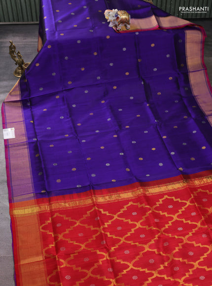 Pure uppada silk saree violet and red with allover silver & buttas and jamdhani weaving pallu