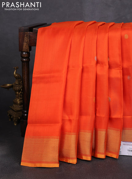 Pure uppada silk saree orange and mustard yellow with allover silver & buttas and jamdhani weaving pallu