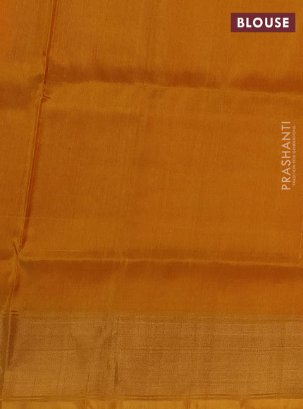 Pure uppada silk saree orange and mustard yellow with allover silver & buttas and jamdhani weaving pallu