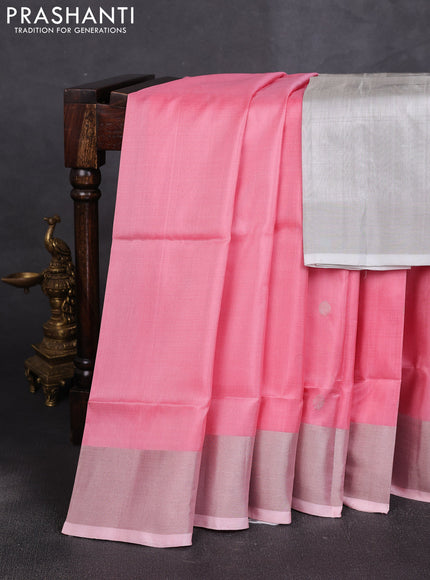 Pure uppada silk saree light pink with allover zari woven buttas and zari woven border